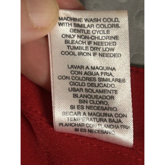 Women's Kathy Che 18/20‎ Red rollup tab sleeves Y2K Whimsical Officecore Travel - Picture 8 of 9